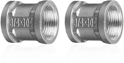 Dailygoods - 2 stuks roestvrijstalen huls dubbele nippel 3/4" inch IG x IG, binnendraad connector adapter, dubbele huls roestvrijstalen huls3/4" inch, dubbele huls aansluitnippel voor buisaansluiting (3/4")