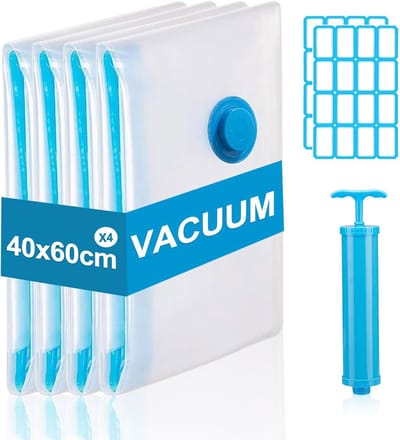 SnelShoppen - Vacuum Storage Bags 40 x 60 cm - 4 Stuks Vacuümzakken voor Kleding en Beddengoed - Sterke Compressiezakken met Pomp - Ideaal voor Thuis