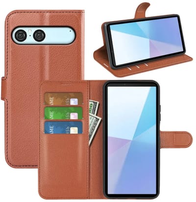 MobyDefend Hoesje - Geschikt voor Sony Xperia 10 VII - Kunstleren Wallet Book Case (Sluiting Voorkant) - Bruin
