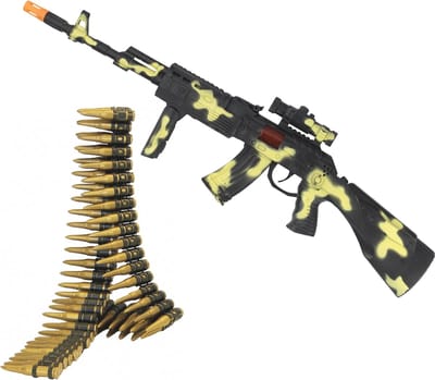 Smiffys Verkleed wapens - Soldaten - militairen - Camouflage geweer 59 cm - met kogelriem incl patronen - volwassenen