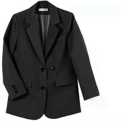 Casual Damespak Herfst Effen Kleur Slim Fit Dames Klein Pak Licht Kleurig Jasje voor Dames 2XL black