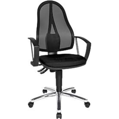 Topstar bureaustoel Point Net, permanent contact, met armleuningen, verstelbare gazen rugleuning, zwart