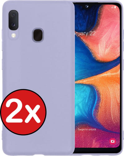 Hoesje - 2 Stuks - Geschikt voor Samsung Galaxy A20e - Sterk & Shockproof - Telefoonhoes - Back Cover - Case Siliconen - Telefoon Hoes - Lila