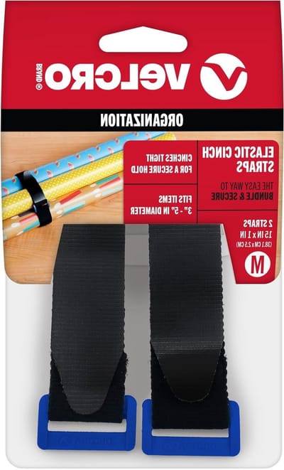 Elastische Cinch Banden - Verstelbare Riemen - Organiseren van Spullen - Met D-ring gespen - 15 x 1 inch - Zwart