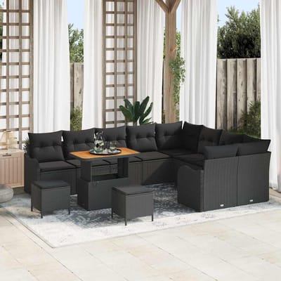 vidaXL - Tuinbank - Set - 12 - st - 11-Aantal - zitplaatsen - Zwart