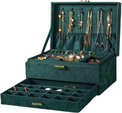 Nixnix® - Sieraden kistje - 3 lagen - Groen - Sieraad opberg doosje