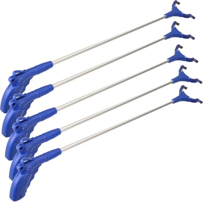 5x Aluminium zwerfvuilgrijper met anti-slip grijpvingers 100 cm - Afvalgrijper / Vuilgrijper