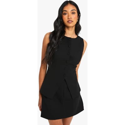 boohoo Dames Op maat gemaakte gilet mini-jurk | Zwart | Maat: 42