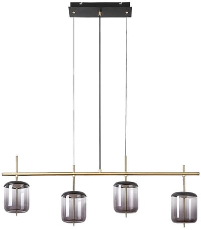 Licht-Erlebnisse - Hyanthea - LED - Hanglamp - 4000K - 1920lm - van - Metaal glas - in - Zwart grijs brons
