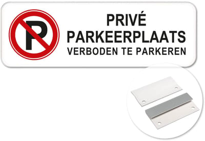 Privé Parkeerplaats 1-B - Weerbestendig Aluminium - 40x15 cm - Bevestiging: Met muur-/ wandmontage beugels