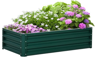 Killogood Rechthoekige moestuinbak golfplaat staal 120 x 60 x 30 cm donkergroen