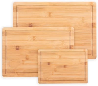 Famanu - Set van 3 Houten Snijplanken – Bamboe – Groot, Middel & Klein – Met Sapgroef