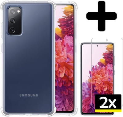 Hoesje - Met Screenprotector - 2 Stuks - Geschikt voor Samsung Galaxy S20 FE - Sterk & Shockproof - Siliconen Case - Back Cover - Telefoon Hoes - Shock Proof - Telefoonhoesjes - Transparant