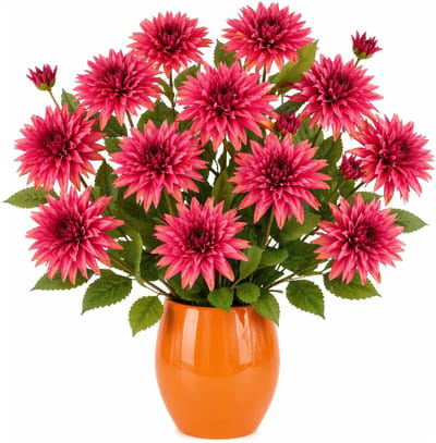 Mica Decorations Kunstbloem Dahlia Artistic - 12x - H74 cm - roze - kunststof - stelen kunstbloemen - boeket - bloemetjes