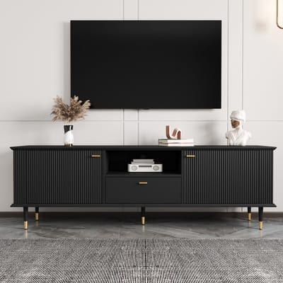 REDOM - Tv-Meubel - Open Vak En Lade - Modern - Voor Woonkamer - MDF - Zwart - 170 X 36 X 54 Cm