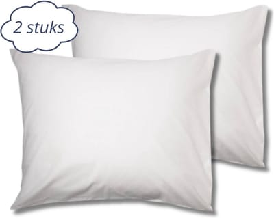 Droomtextiel Kussenslopen 60x70 cm Ivoor Set Van 2 Stuks - Hotelkwaliteit - 100% Hoogwaardige Katoen