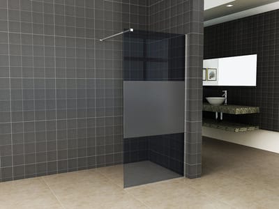 Wiesbaden Slim - Inloopdouche / Douchewand - 90x200 - Rook / Mat Glas - Antikalk - 8mm Veiligheidsglas - Excl. Stabilisatiestang en Profielset