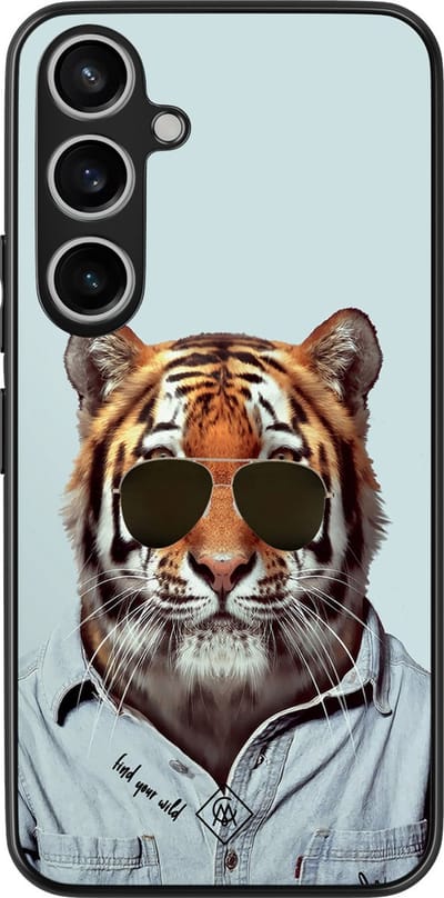 Casimoda® hoesje - Geschikt voor Samsung Galaxy A35 5G - Tijger Wild - Zwart TPU Backcover - Tijger - Blauw