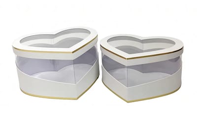 Luxe Hartvormige Cadeaudoos met Transparant Deksel - 28*24.5*14.2 cm - Wit - Geschenkverpakking voor Cadeaus & Sieraden - Stevig & Herbruikbaar