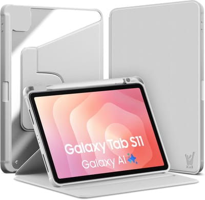 Hoes geschikt voor Samsung Galaxy Tab S11 11 inch – 360° draaibaar – Met pencil houder – Grijs