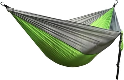 Draagbare hangmat - Tweepersoons schommel - Outdoor ontspanning - Lichtgewicht ontwerp - 55 x 106 inch - Groen grijs