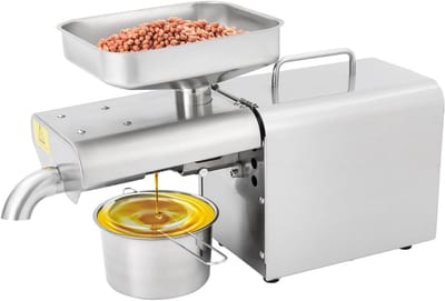 Oliepers Machine - Zadenolie Pers - Zelf Olie Maken - Koud en Warm Persen - 46x16x28.3 cm - Zilver