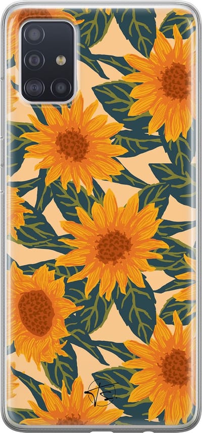 Hoesje geschikt voor Samsung Galaxy A71 - Zonnebloemen - Soft Case - TPU - Bloemen - Geel - Mooie Telefoonhoesjes