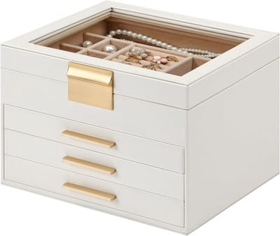 Juwelendoos Organizer - Sieradenkist - Sieraden Opbergen - Afneembare Verdelers - Grote Capaciteit - Wit
