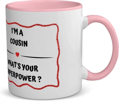 Akyol - i'm a cousin what's your superpower? koffiemok - theemok - roze - Neef - super neef - verjaardag - cadeautje voor neef - neef artikelen - kado - geschenk - 350 ML inhoud