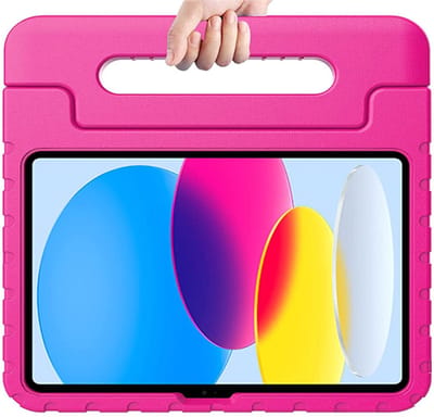 Kinder Tablethoes met Handvat Roze Geschikt voor Apple iPad 11 (2025) A16 / 10.9 (2022) - Tablethoes Kindvriendelijk - Beschermhoes voor Kinderen - Shockproof - met Standaard - Tegen Vallen