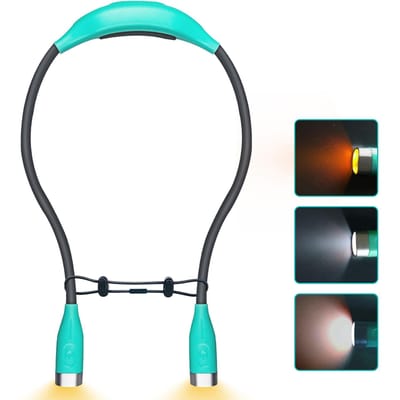 Lampe de cou LED réglable pour la lecture, les activités de plein air et la course de nuit, batterie 1000 mAh. bleu