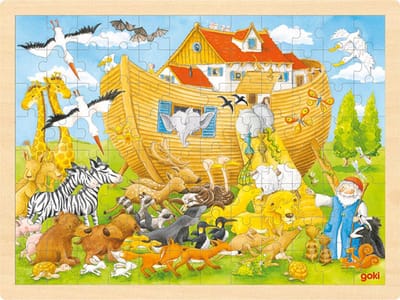 GOKI Puzzel - Ark Van Noah - 96 Stukjes - 40X30X0,8Cm - Hout - 3 Jaar