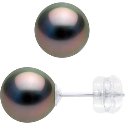 Oorbellen - Wit Goud 375 - Echte Gecultiveerde Tahiti Parel Ronde 8-9 mm