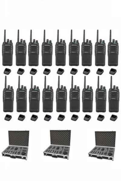 Set van 18 Kenwood TK-3701D IP55 Portofoon met tafellader en koffer