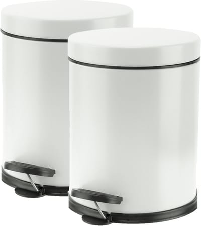 Cosy & Trendy Pedaalemmer - 3x stuks - wit - 5 liter - 24 cm - RVS - Vuilnisbak