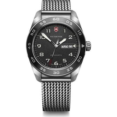 VICTORINOX SWISS ARMY Analoog Waterdicht Kwarts Zwart Mesh Roestvrijstalen Kast Verwisselbare Merk Cadeau Herenhorloge, Wijzerplaat, Armband, (316L), Riem, black