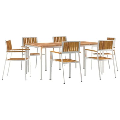 vidaXL Buiten Eettafel Set 7 pcs Bruin Massief Acacia Hout