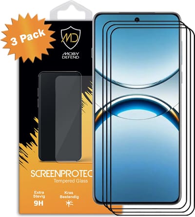 3-Pack MobyDefend Screenprotectors - Geschikt voor Oppo Find X8 Pro - Screensavers Met Zwarte Randen - Gehard Glas