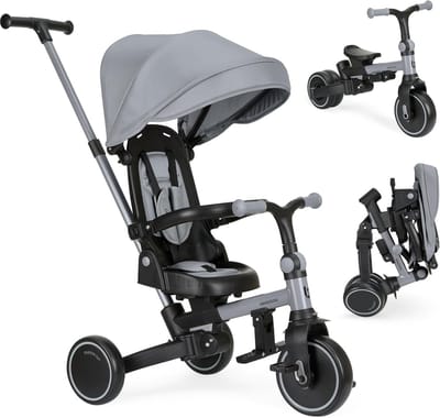 Driewieler - Kinderfiets - Buiten spelen - 8-in-1 Multifunctioneel - 71 x 49 x 99 cm - Grijs