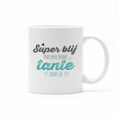 “Super Blij Met Een Leuke Tante Zoals Jij” Mok – Lief Cadeau voor Tante – 330 ml Keramische Koffiemok