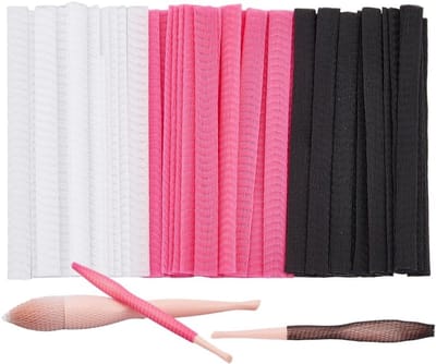Pack of 150 3 Colours Makeup Brush Protection - Cosmetic Brush Pen Expandable Cover - Reusable Net Elastic Swimming Ring voor Cosmetic Brushes