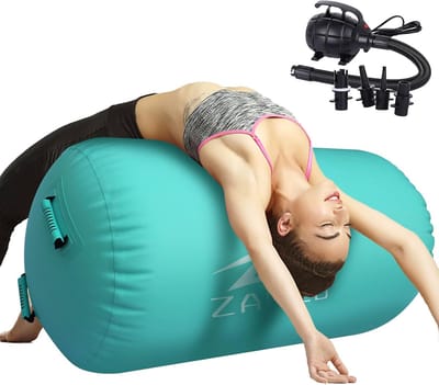 Opblaasbare Gymnastiekrol - Luchtrol Trainingsmat - Gymnastiek Fitness Yoga - Inclusief Elektrische Pomp - 120x90cm - Groen
