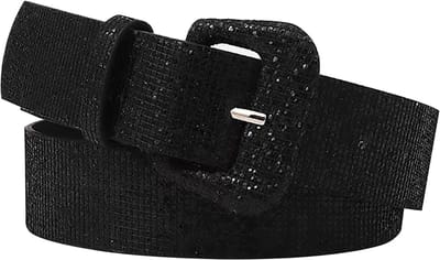 Riem - Paillettenriem - Vrouwen Riem - Gespriem - Riem met pingesp - Magere riem met glitter voor dames - Jurk Accessoire - Voor jurk en broek - Skinny riemen - Modieuze riem - 106*3.7cm - Zwart