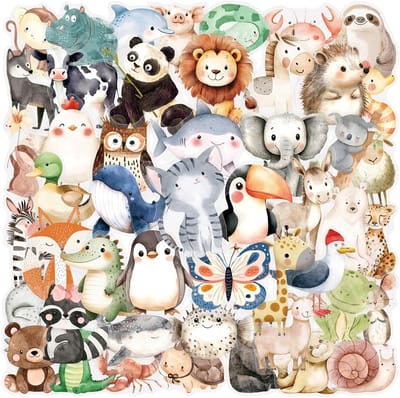Holografische dierenstickers voor kinderen, 50 stuks, waterdicht, ideaal voor scrapbooking, notitieboeken en creatieve projecten