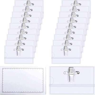 50 Stuks Transparante Naamplaatjes met Clip en Veiligheidsspeld - Duurzame Plastic Naamlabels voor Kantoor, School en Bedrijf