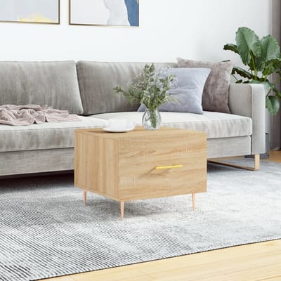 vidaXL - Salontafel - 50x50x35 - cm - bewerkt - hout - sonoma - eikenkleurig