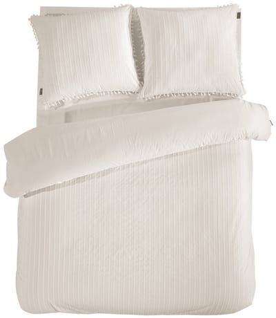LINNICK Dekbedovertrek Katoen Renforcé Estina - Off White - Dekbedovertrek 200x200/220cm - 100% Katoen - Tweepersoons - Dekbedovertrekken - Effen Dekbedovertrek