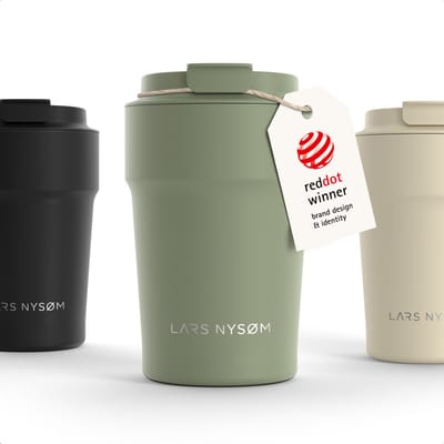 LARS NYSØM Bevægelse Thermos Coffee Mug-to-go 380ml - BPA-vrij met Isolatie - Lekvrije Roestvrijstalen Thermosbeker (Sage Green - Powder)