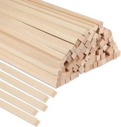 Houten Sticks voor Creatief Knutselen - 100 Stuks, 305 x 4mm Vierkante Houten Staven voor Modelbouw en DIY Projecten