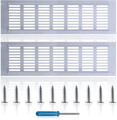 Dailygoods- Ventilatierooster Aluminium - Corrosiebestendig - Rechthoekig - 30 x 8 cm - Inclusief 10 Roestvrijstalen Schroeven - Eenvoudig te Installeren - Luchtrooster